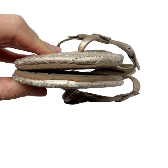 Tory Burch Miller Marion Gold Metallic Quilted Leather Logo Sandals Size 9.5 - Picture 10 of 12